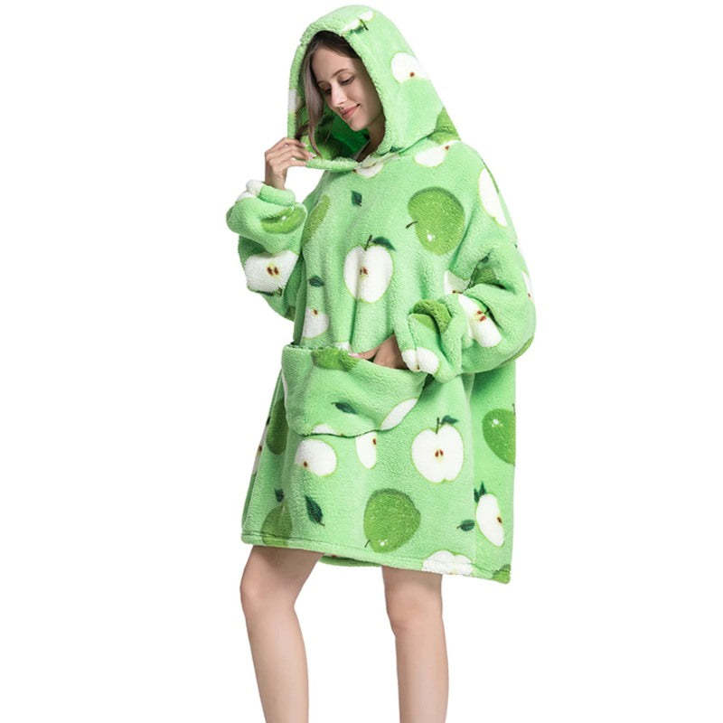 Printed Giant Warm Oversized Fleece Hoodies Blanket-Soco Hoodie