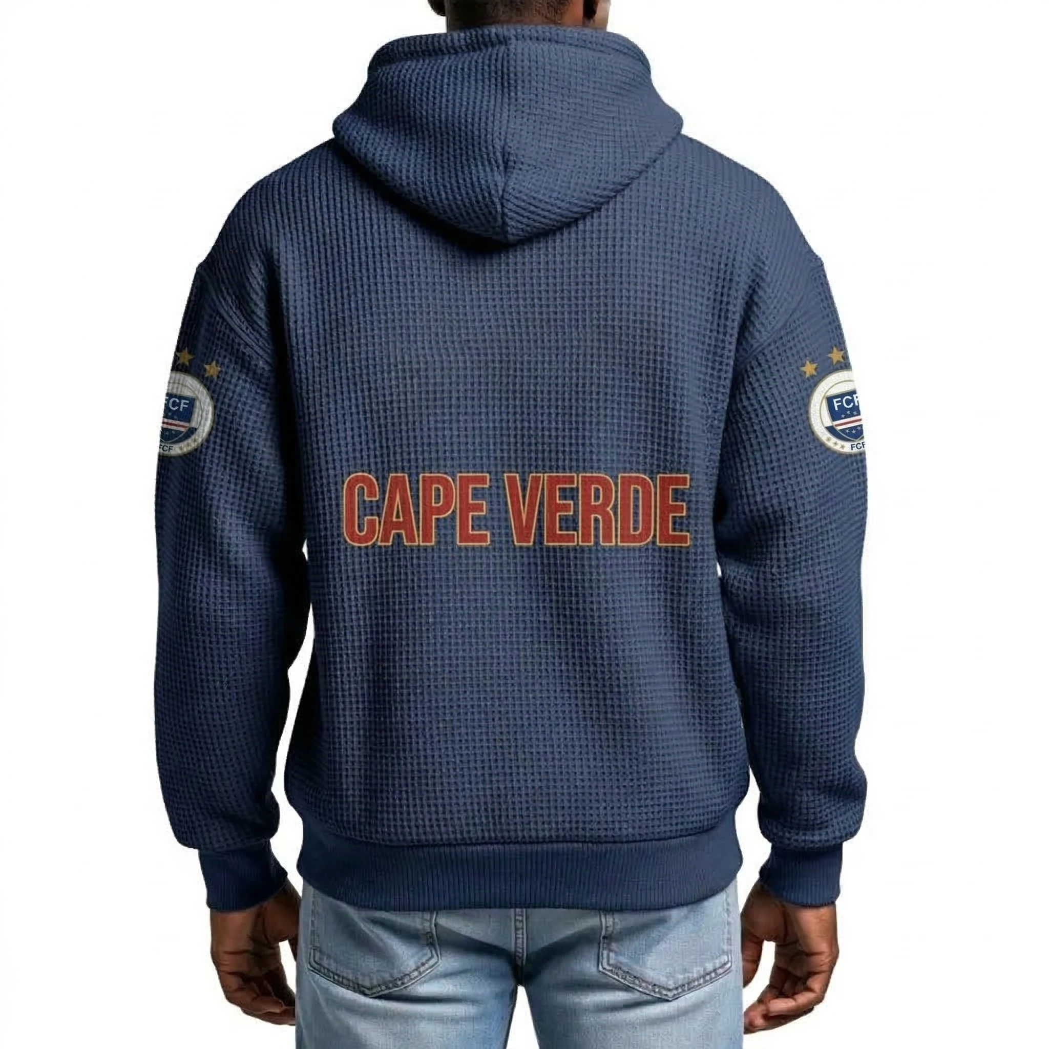 Cape Verde Printed Waffle Quarter Zip Football Fan Hoodie