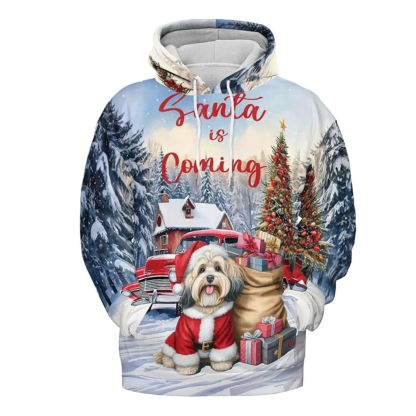Christmas Santa Dog Truck Tree All Over Print 3D Zip Hoodie