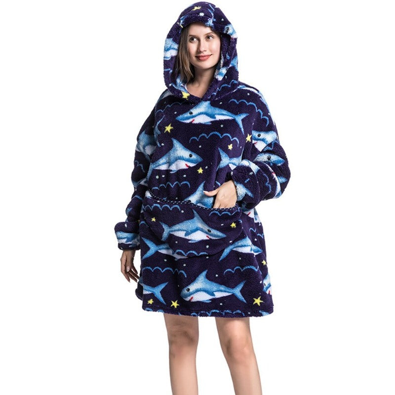 Printed Giant Warm Oversized Fleece Hoodies Blanket-Soco Hoodie