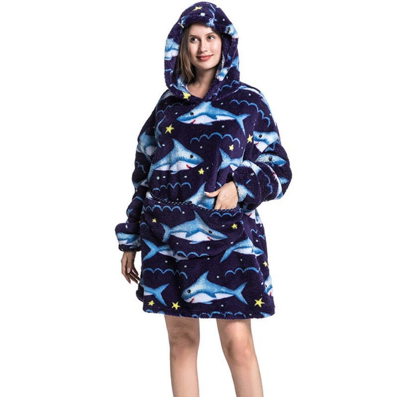 Printed Giant Warm Oversized Fleece Hoodies Blanket-Soco Hoodie