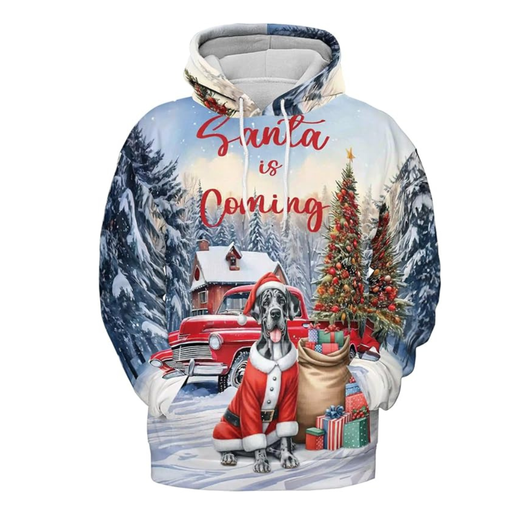 Christmas Santa Dog Truck Tree All Over Print 3D Zip Hoodie
