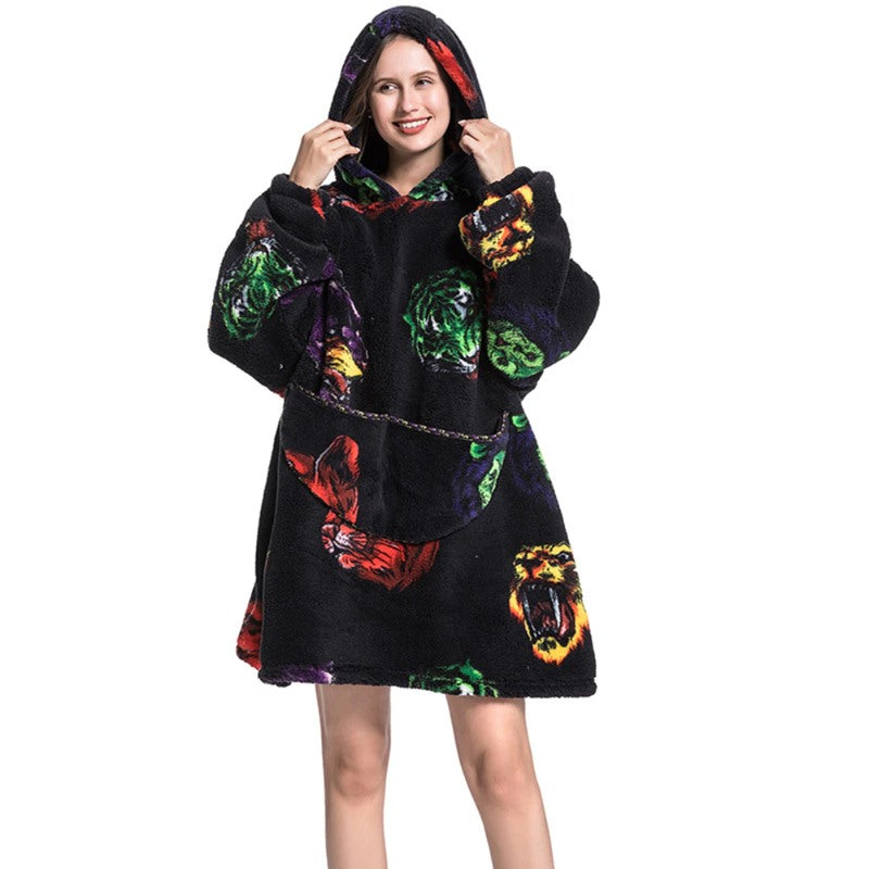 Printed Giant Warm Oversized Fleece Hoodies Blanket-Soco Hoodie