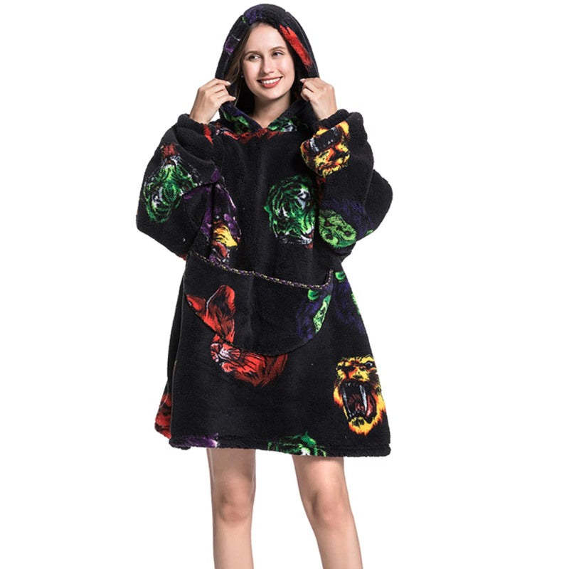Printed Giant Warm Oversized Fleece Hoodies Blanket-Soco Hoodie