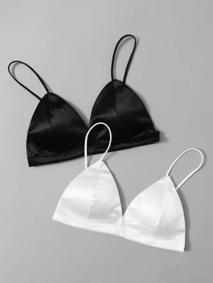 2 Pack Satin Triangle Bra Set-Soco Hoodie