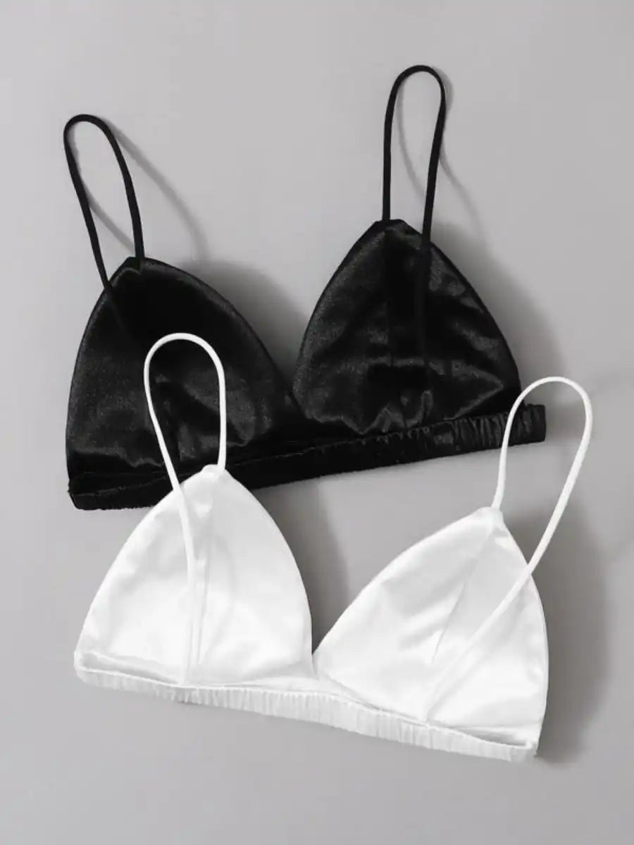 2 Pack Satin Triangle Bra Set-Soco Hoodie