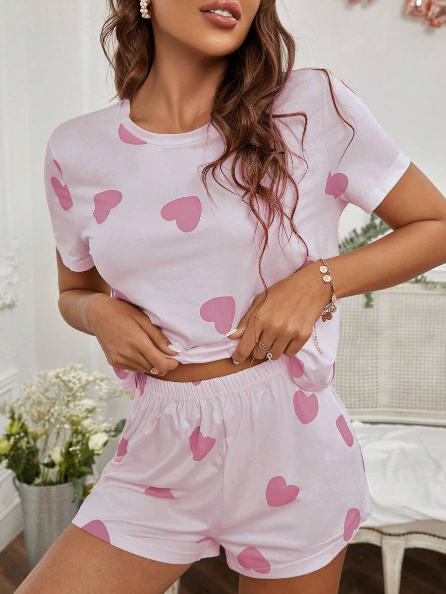 2 Piece Set Elegant Print Tee And Shorts-Soco Hoodie