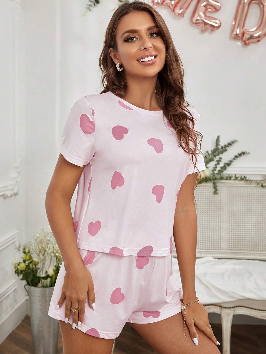 2 Piece Set Elegant Print Tee And Shorts-Soco Hoodie