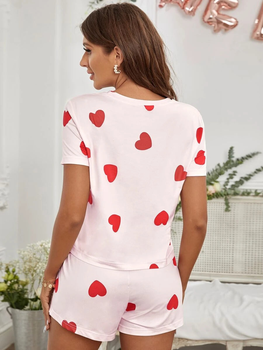 2 Piece Set Elegant Print Tee And Shorts-Soco Hoodie