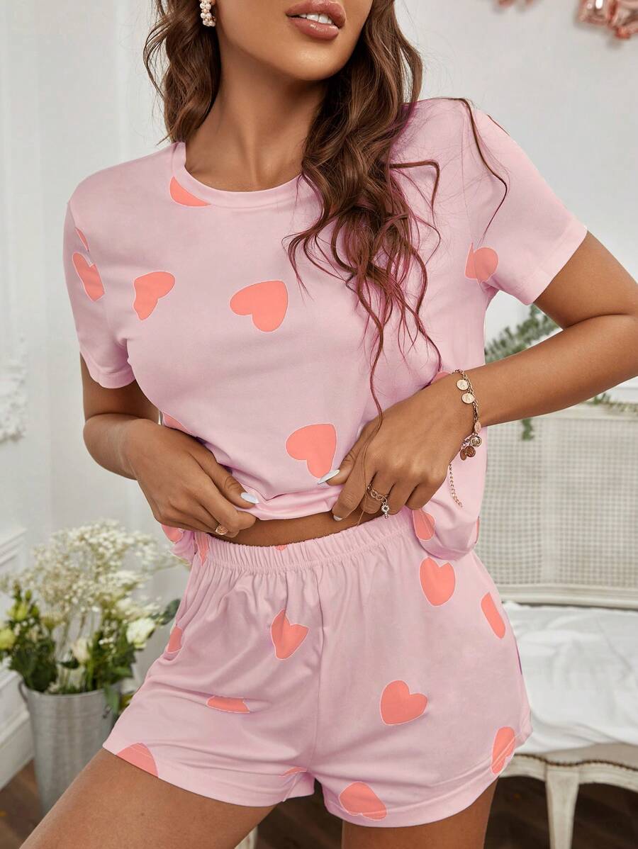 2 Piece Set Elegant Print Tee And Shorts-Soco Hoodie