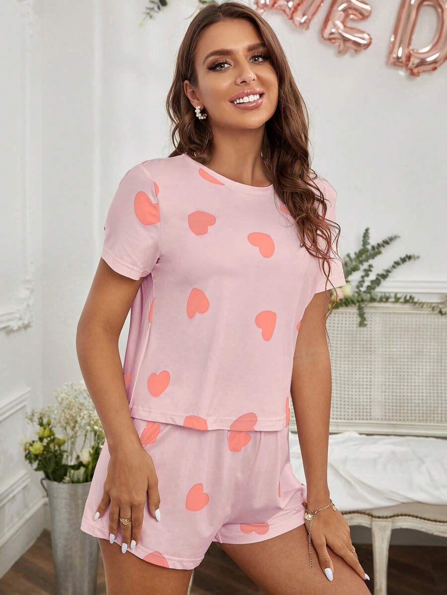 2 Piece Set Elegant Print Tee And Shorts-Soco Hoodie