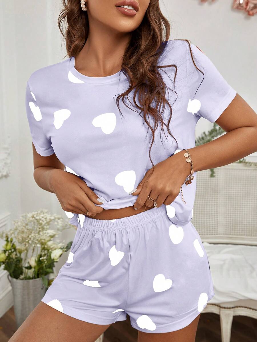 2 Piece Set Elegant Print Tee And Shorts-Soco Hoodie