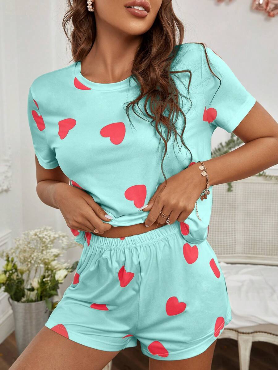 2 Piece Set Elegant Print Tee And Shorts-Soco Hoodie
