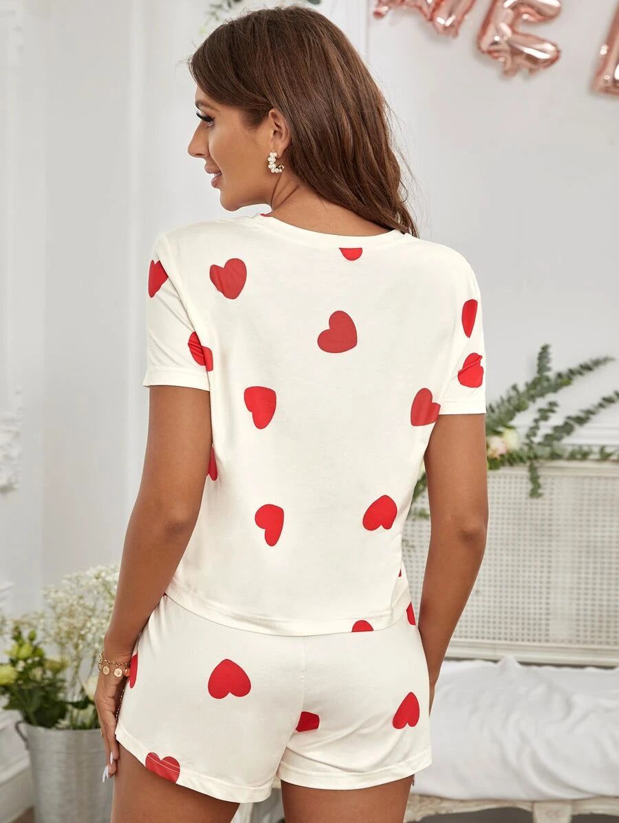 2 Piece Set Elegant Print Tee And Shorts-Soco Hoodie