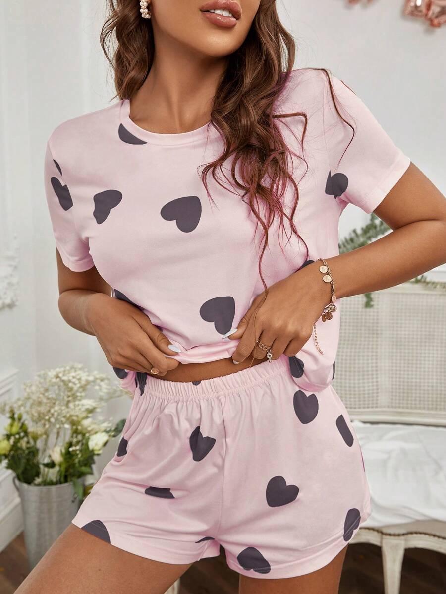 2 Piece Set Elegant Print Tee And Shorts-Soco Hoodie
