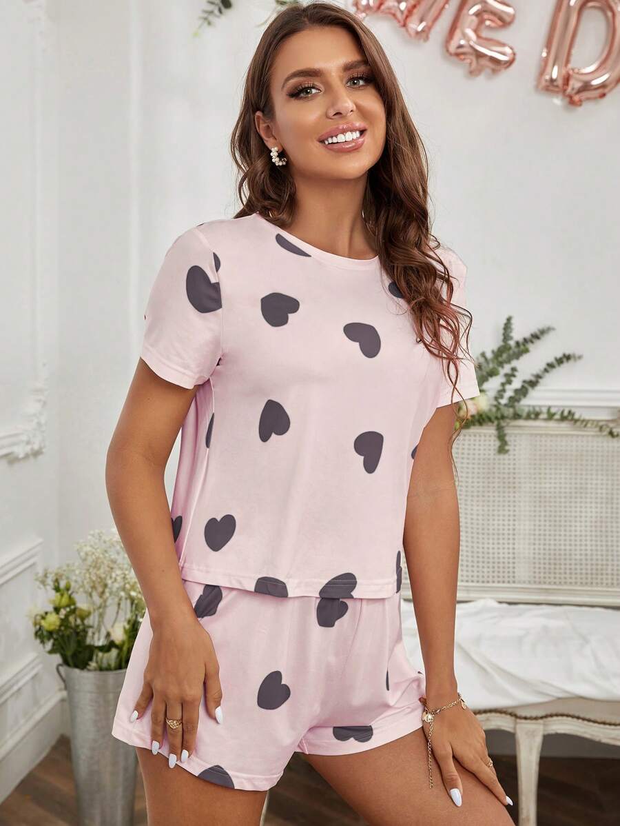 2 Piece Set Elegant Print Tee And Shorts-Soco Hoodie