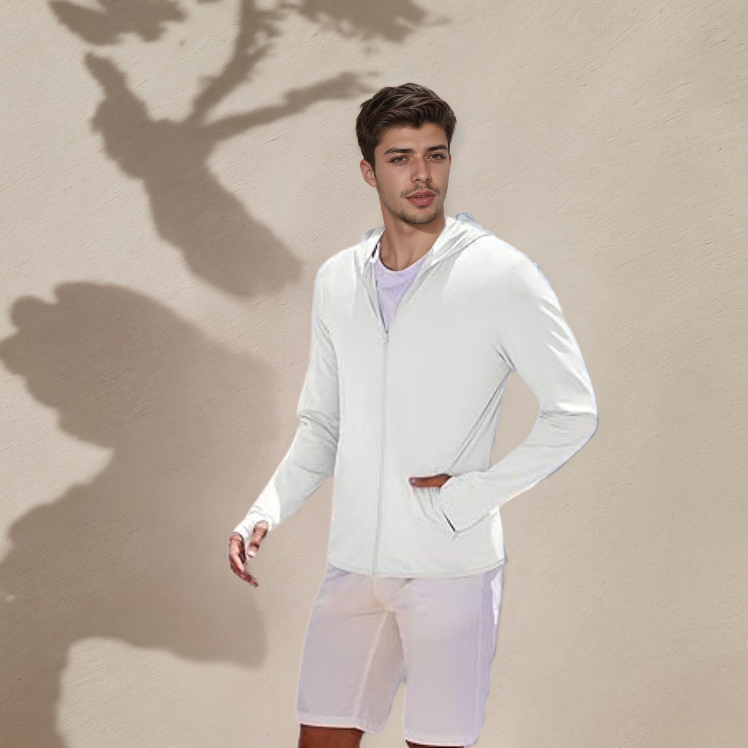 Men Full Zip UPF 50 Sun Protection Hoodie Lightweight Long Sleeve Jacket with Pockets