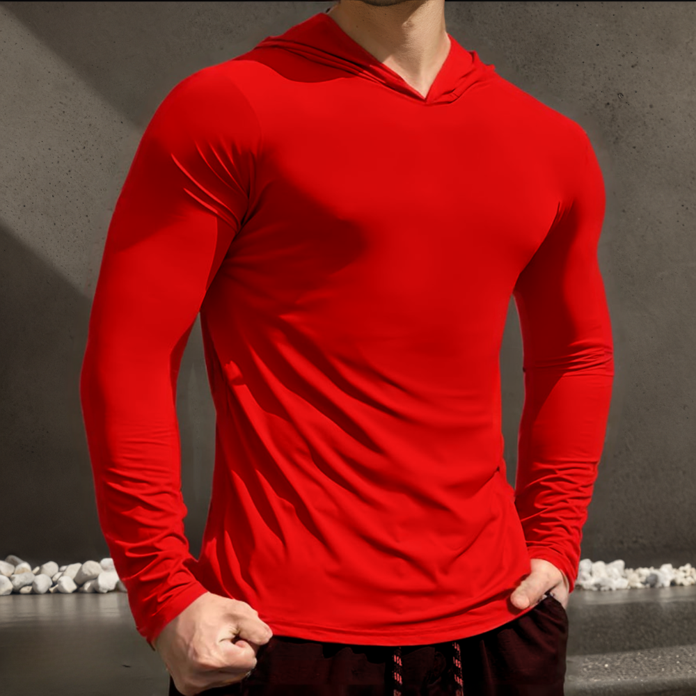 Men Fashion Athletic Long Sleeve Hoodie T-Shirt Workout Pullover Sport Sweatshirt