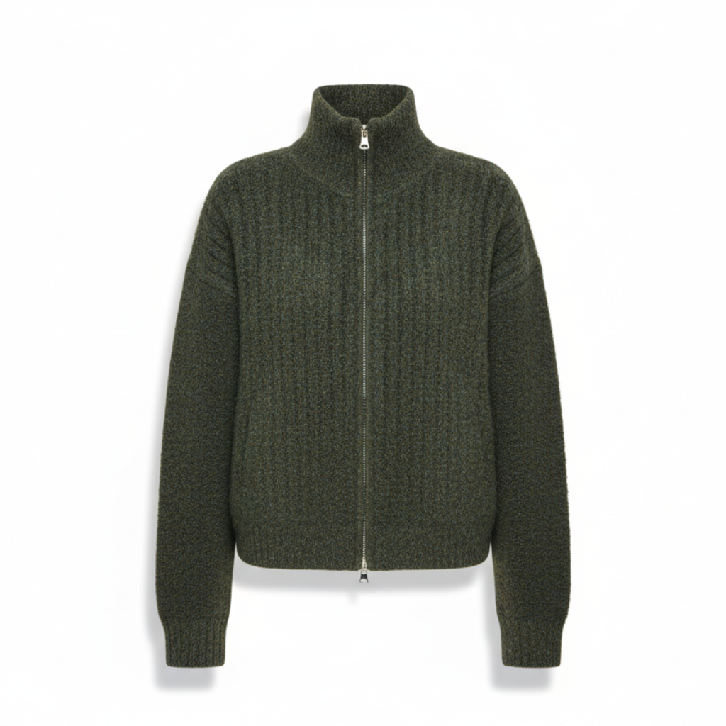 Cozy Ribbed Zip Up Knit Jacket