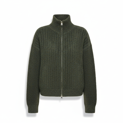 Cozy Ribbed Zip Up Knit Jacket