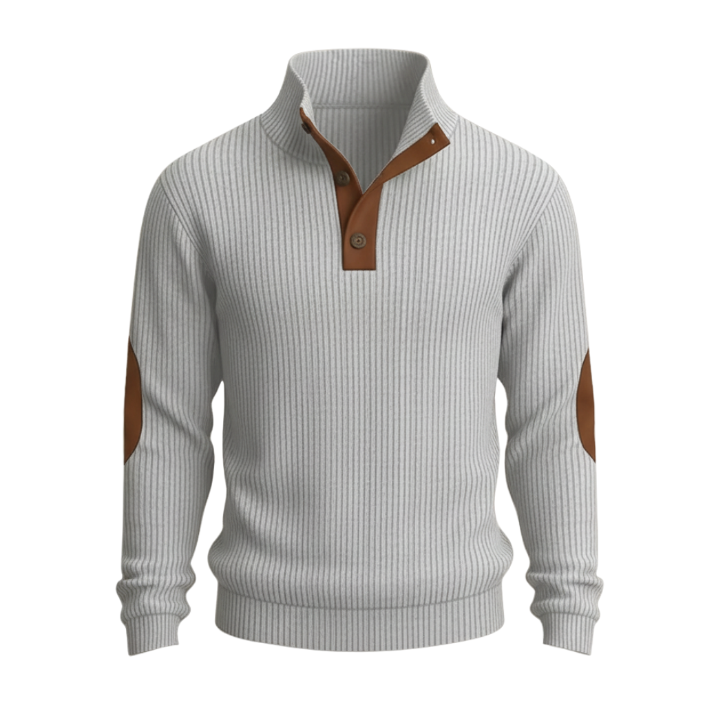Corduroy Textured Button Pullover