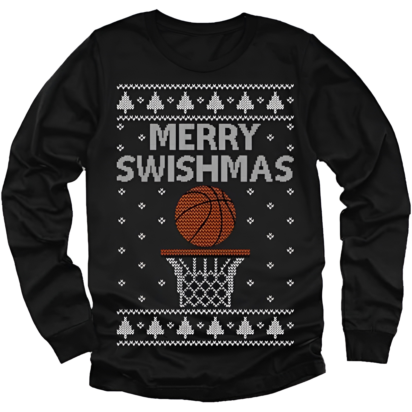 Merry Swishmas Printed Ugly Christmas Sweater for Boys and Girls