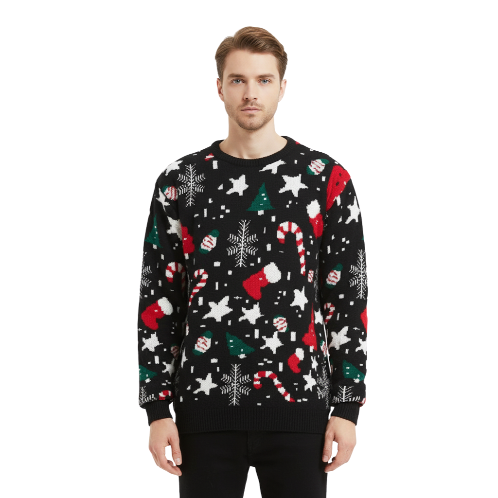 Ugly Christmas Sweater With Santa Design Print