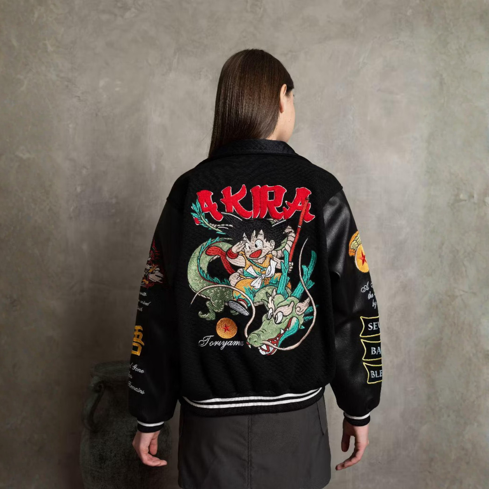 Goku Akira Dragon Ball Embroidered Anime Bomber Jacket