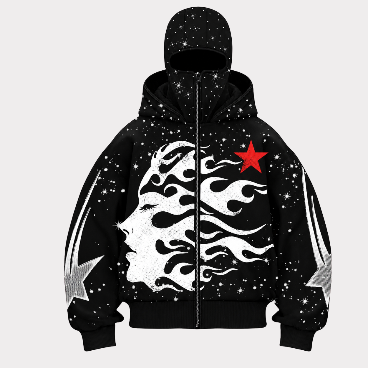 Street Style Rhinestone Decor Hoodie With Two Hat For Men