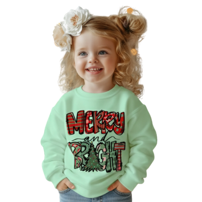 Merry And  Bright Letter Print Girls Sweatshirt