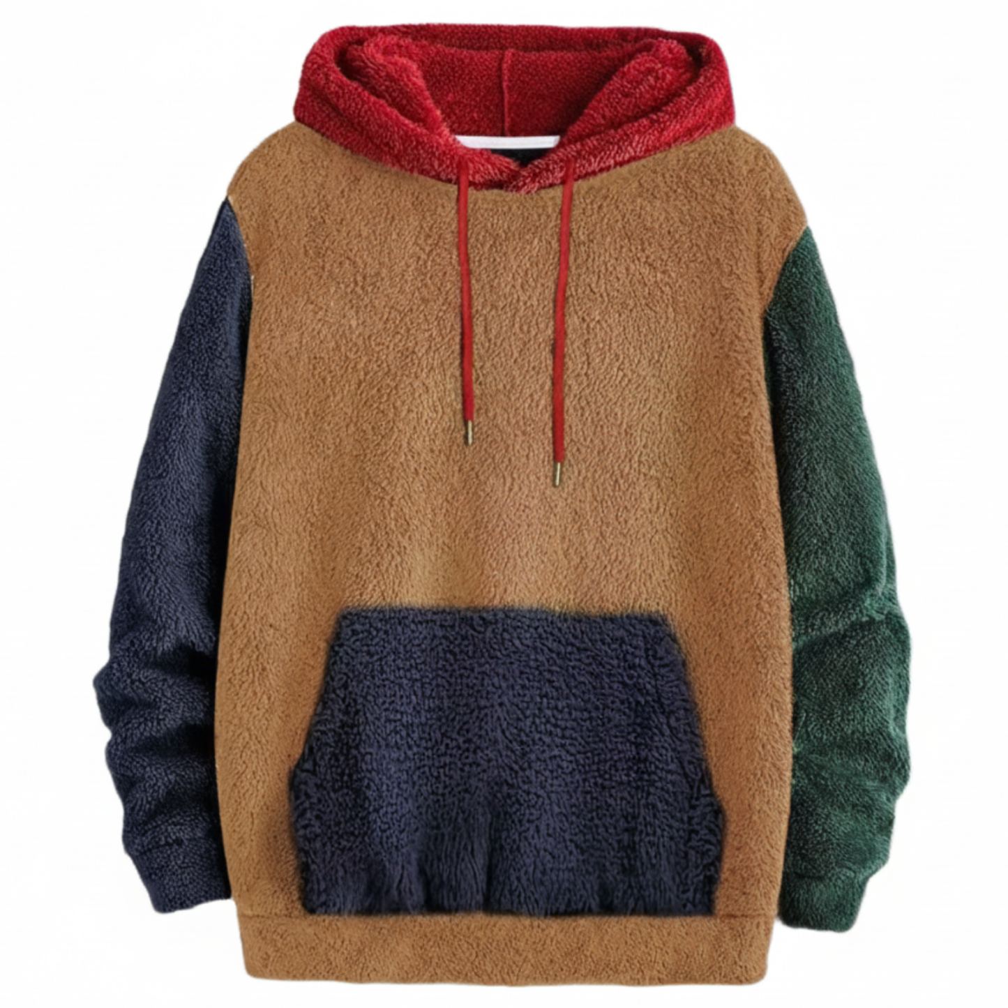 Men Multicolor Fleece Hoodie with Patch