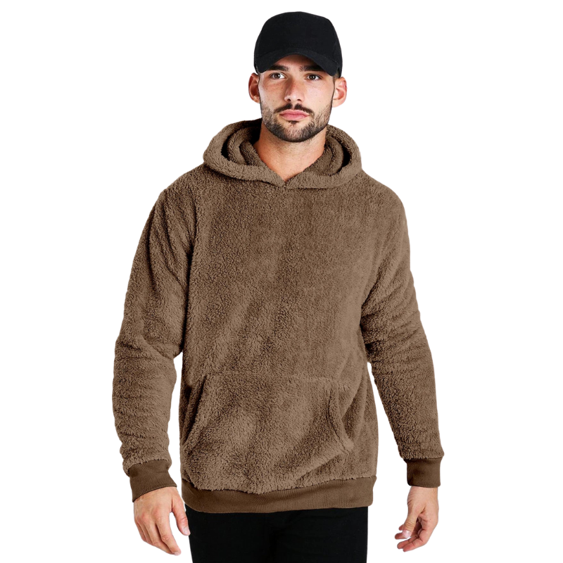 Plush Fleece Warmth Hoodie Brown
