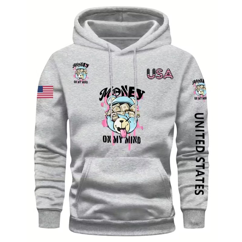 Men Pullover Hoodie With Dog Design