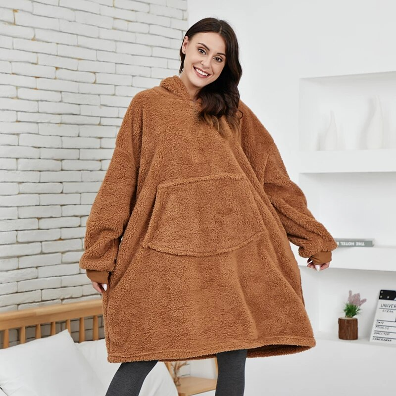 The Cozy And Casual Teddy Oversized Blanket Hoodie-Soco Hoodie