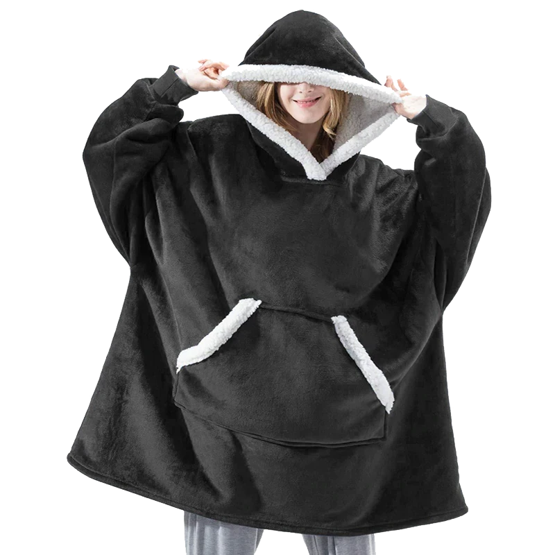 The Cool and Comfy Fleece Oversized Blanket Hoodie-Soco Hoodie