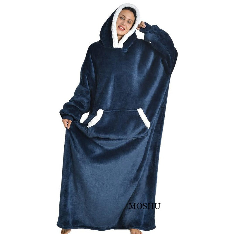 Loose Long Flannel Warm Wearable Blanket Hoodie-Soco Hoodie