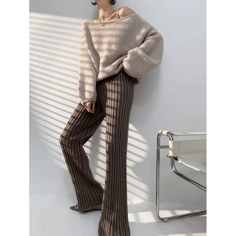 Knitted Wide-Leg High-Waist Pants-Soco Hoodie