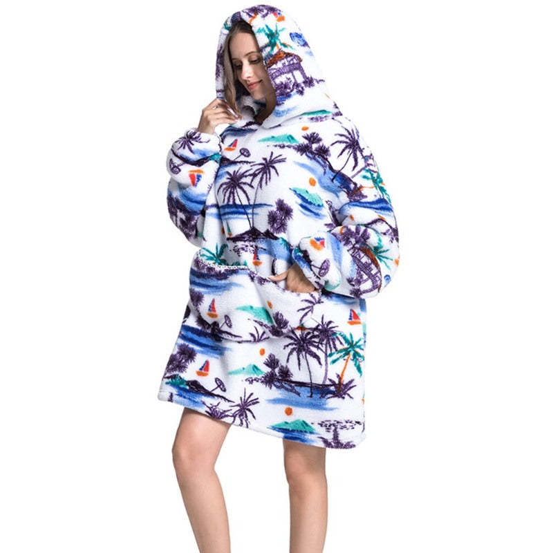 Printed Giant Warm Oversized Fleece Hoodies Blanket-Soco Hoodie
