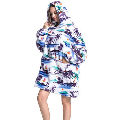 Printed Giant Warm Oversized Fleece Hoodies Blanket-Soco Hoodie