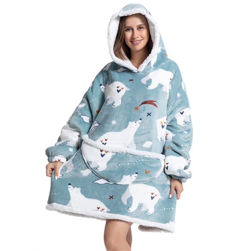Oversized Winter Printed Hoodie Wearable Blanket-Soco Hoodie