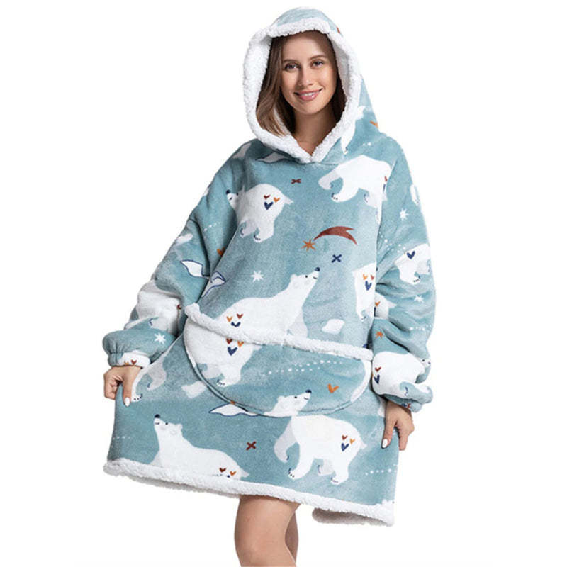Oversized Winter Printed Hoodie Wearable Blanket-Soco Hoodie