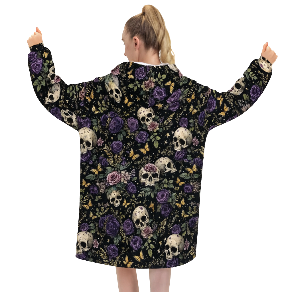 Black Witchy Black Wildflower Hooded Jumper