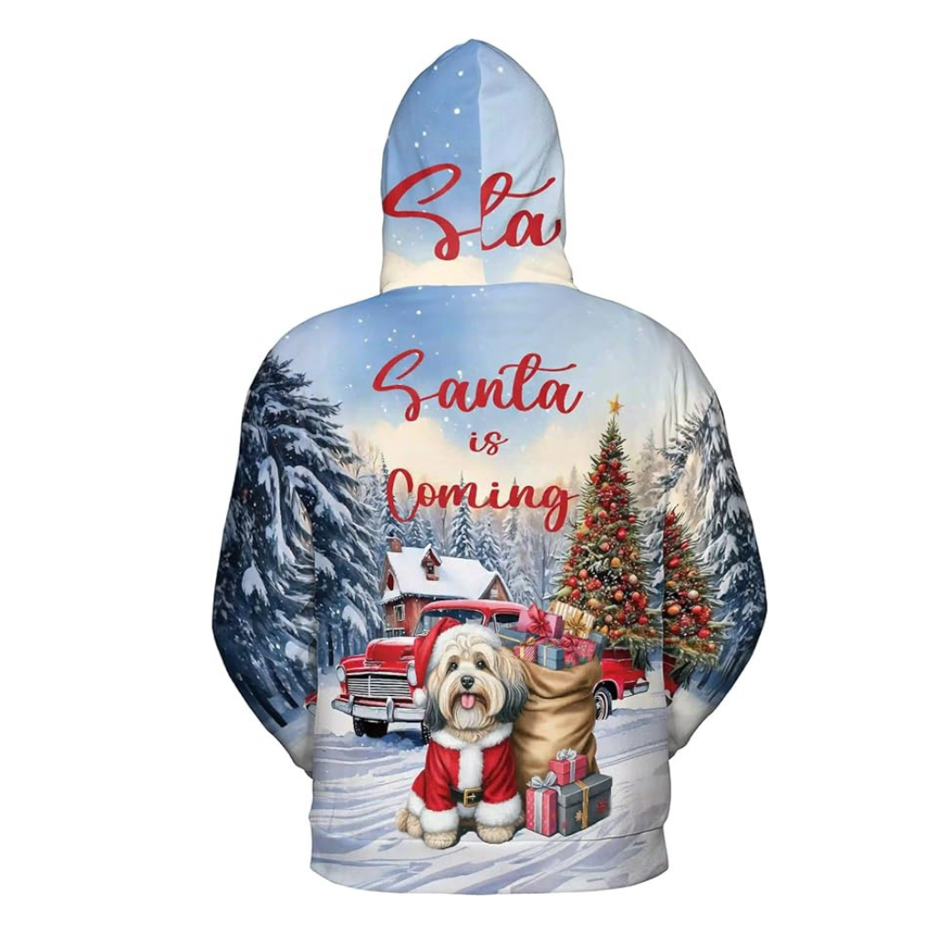 Christmas Santa Dog Truck Tree All Over Print 3D Zip Hoodie