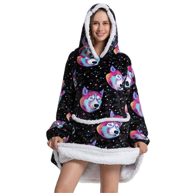 Oversized Winter Printed Hoodie Wearable Blanket-Soco Hoodie