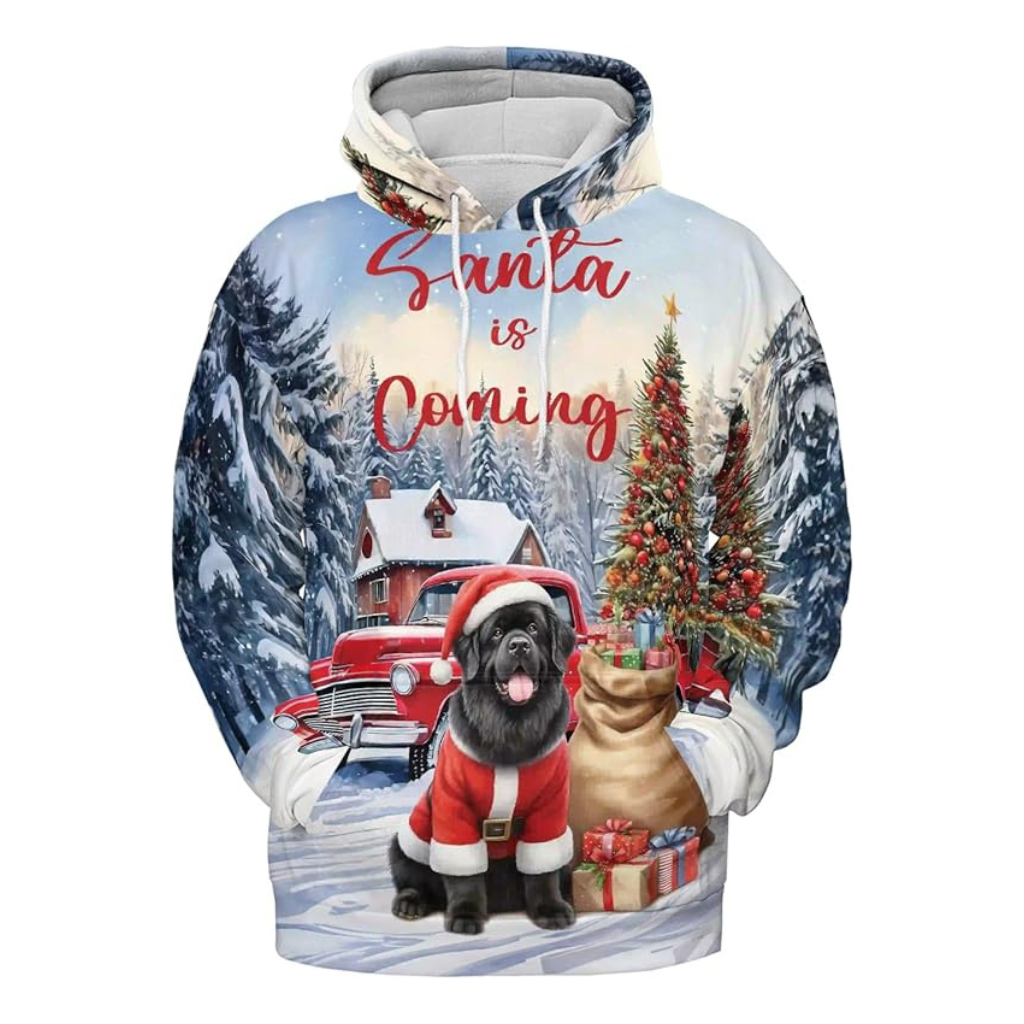 Christmas Santa Dog Truck Tree All Over Print 3D Zip Hoodie