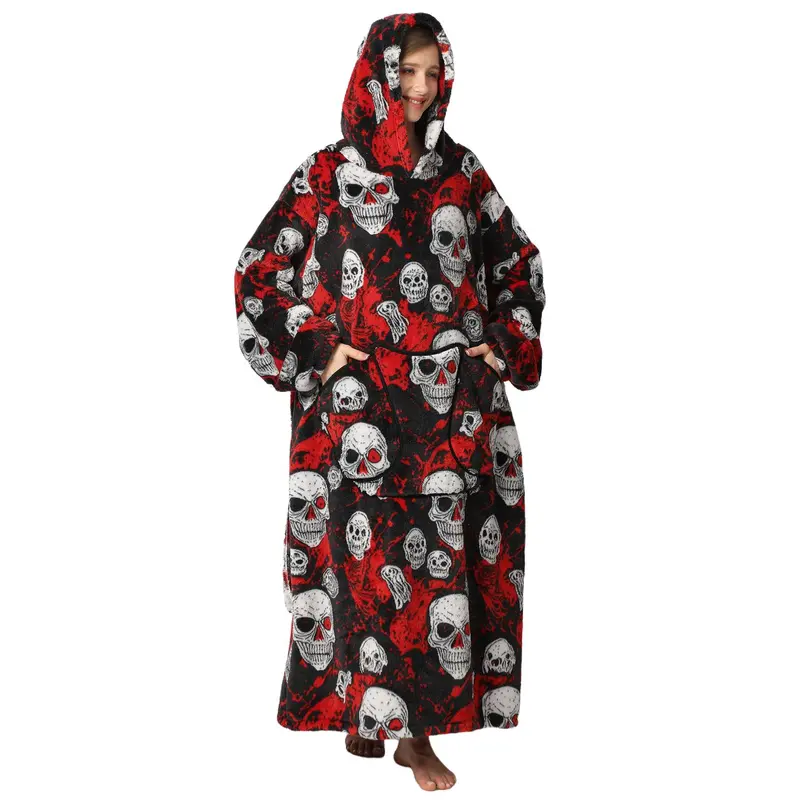 Cartoon Printed Cozy Hooded Blanket