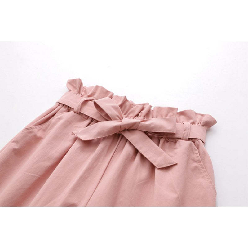 Bow Lace-Up Elastic Waist Casual Women Pants-Soco Hoodie