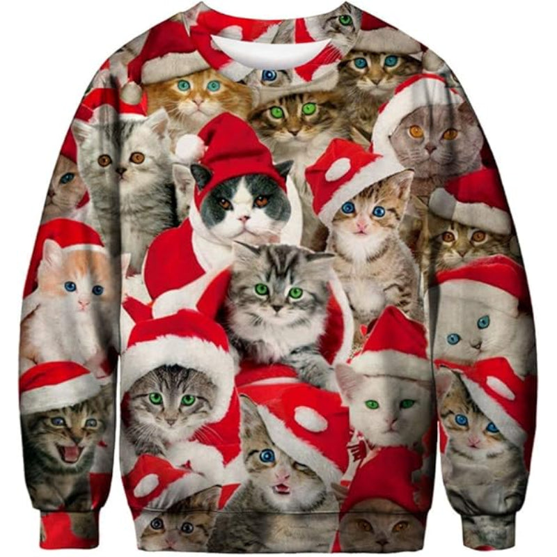 Santa Cats Christmas 3D Print Sweatshirt 6XL