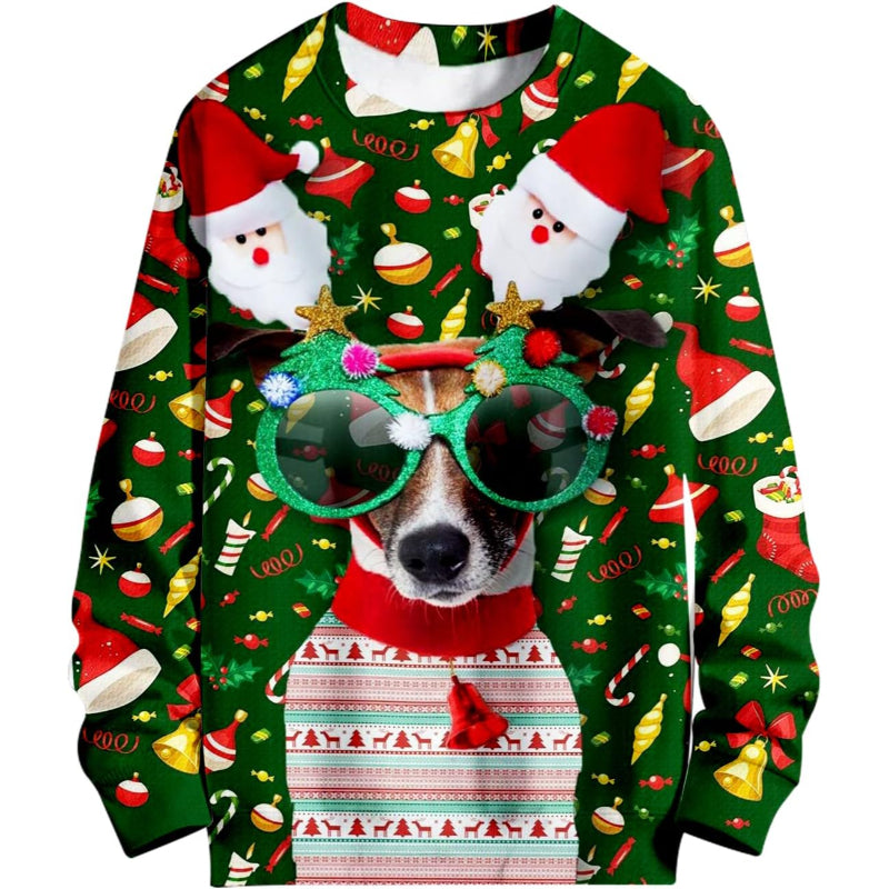 Festive Dog Christmas 3D Printed Sweatshirt 6XL
