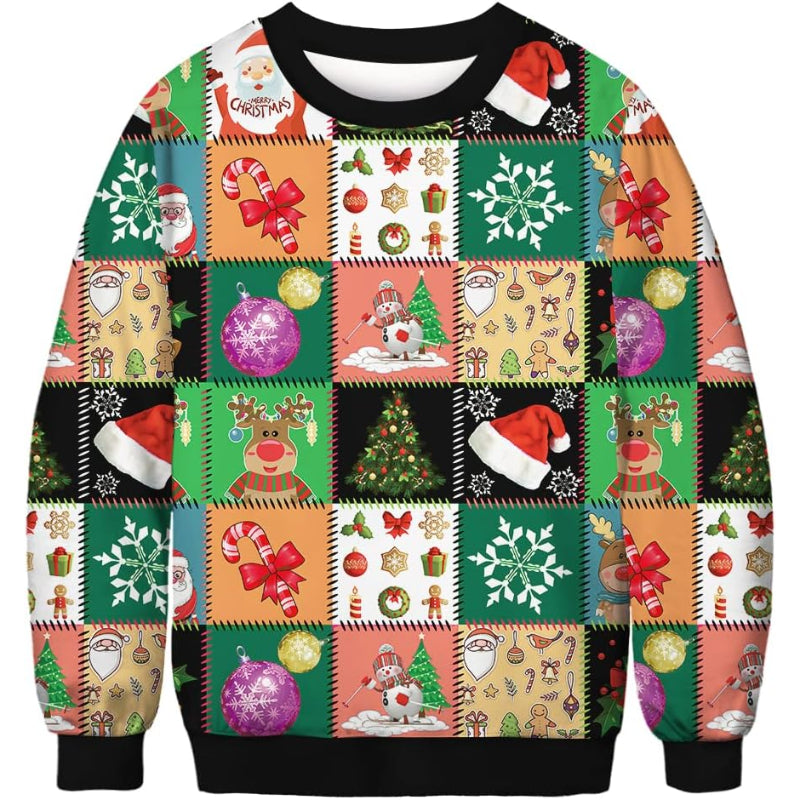 Patchwork Style 3D Printed Christmas Sweatshirt 6XL